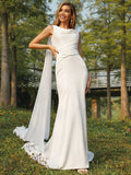 Sheath Satin Sleeveless Train Wedding Dress - Chloe Dress