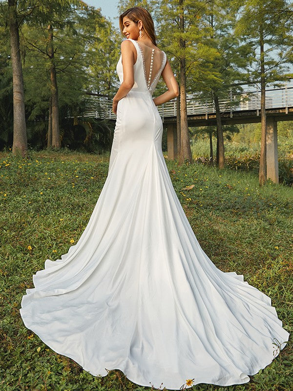 Sheath Sleeveless Train Wedding Dress - Chloe Dress
