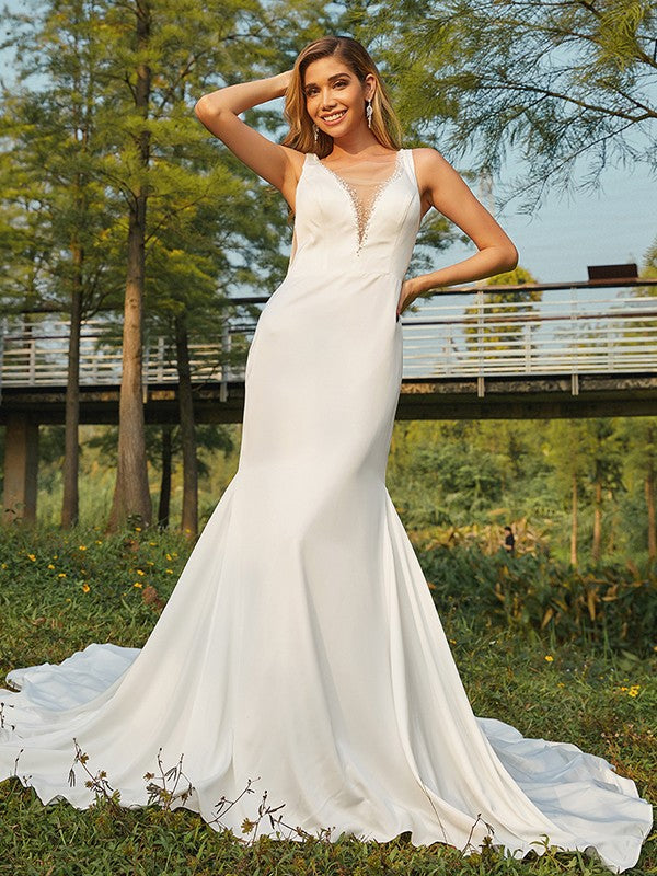Sheath Sleeveless Train Wedding Dress - Chloe Dress