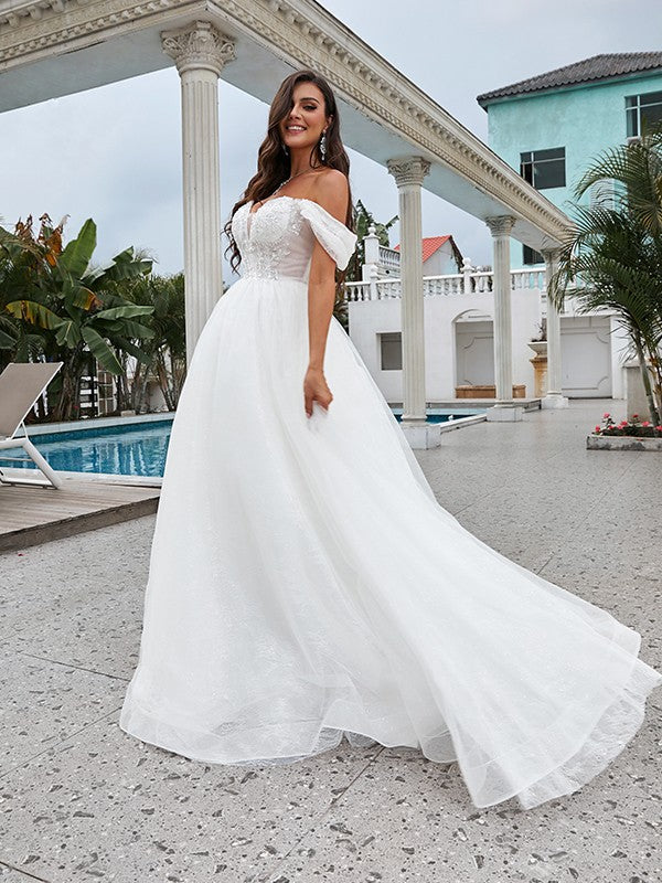 A-Line Lace Sleeveless Train Wedding Dress - Chloe Dress