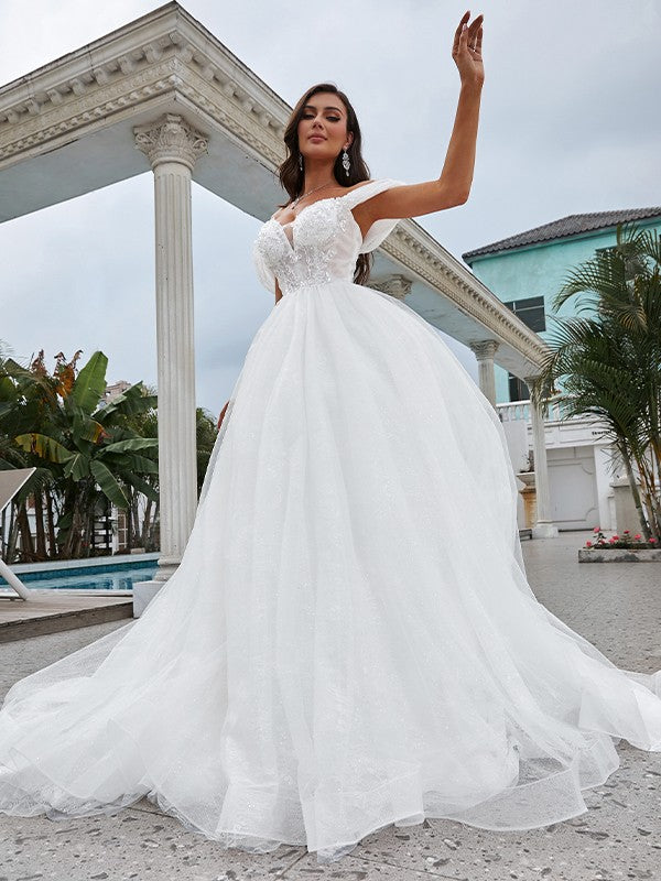 A-Line Lace Sleeveless Train Wedding Dress - Chloe Dress