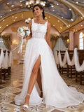 A-Line Organza Sleeveless Train Wedding Dress - Chloe Dress