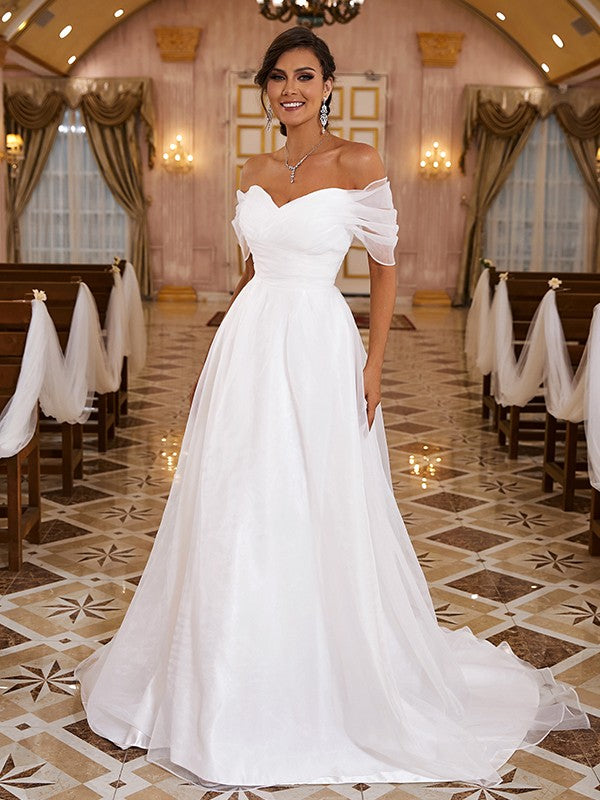 A-Line Organza Sleeveless Train Wedding Dress - Chloe Dress