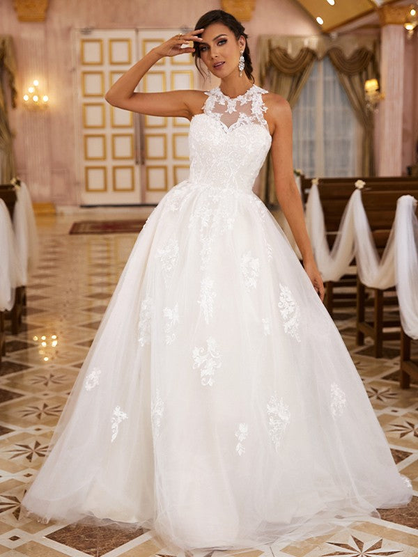A-Line Lace Sleeveless Train Wedding Dress - Chloe Dress