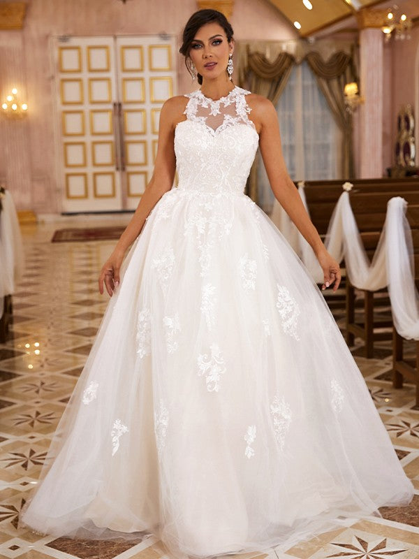 A-Line Lace Sleeveless Train Wedding Dress - Chloe Dress