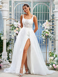 A-Line Lace Sleeveless Train Wedding Dress - Chloe Dress