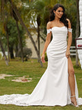 Sheath Lace Sleeveless Train Wedding Dress - Chloe Dress