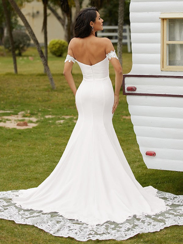 Sheath Lace Sleeveless Train Wedding Dress - Chloe Dress