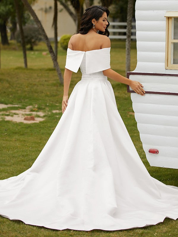 Sheath Satin Sleeveless Train Wedding Dress - Chloe Dress
