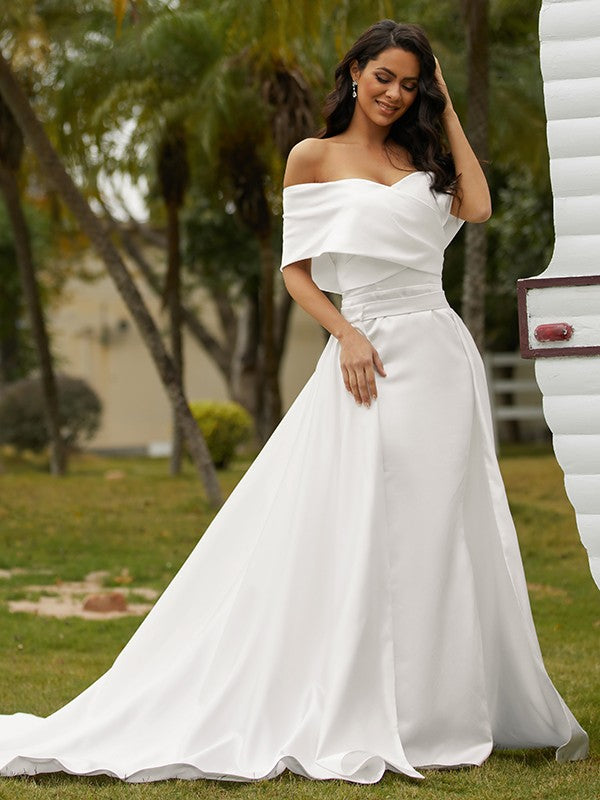 Sheath Satin Sleeveless Train Wedding Dress - Chloe Dress