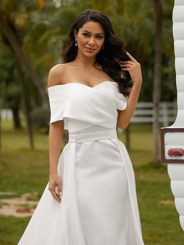 Sheath Satin Sleeveless Train Wedding Dress - Chloe Dress