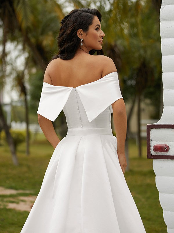Sheath Satin Sleeveless Train Wedding Dress - Chloe Dress