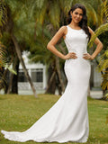 Sheath Lace Sleeveless Train Wedding Dress - Chloe Dress