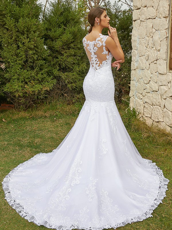 Mermaid Tulle Sleeveless Train Wedding Dress - Chloe Dress
