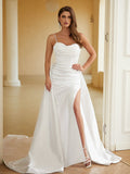 Sheath Spaghetti Strap Sleeveless Train Wedding Dress - Chloe Dress
