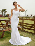 Sheath V-Neck Sleeveless Train Wedding Dress - Chloe Dress