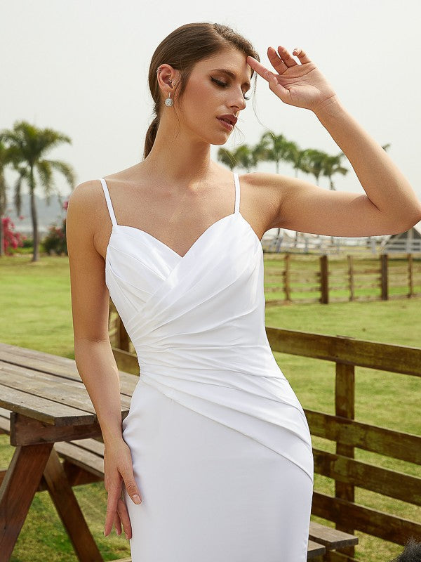 Sheath V-Neck Sleeveless Train Wedding Dress - Chloe Dress
