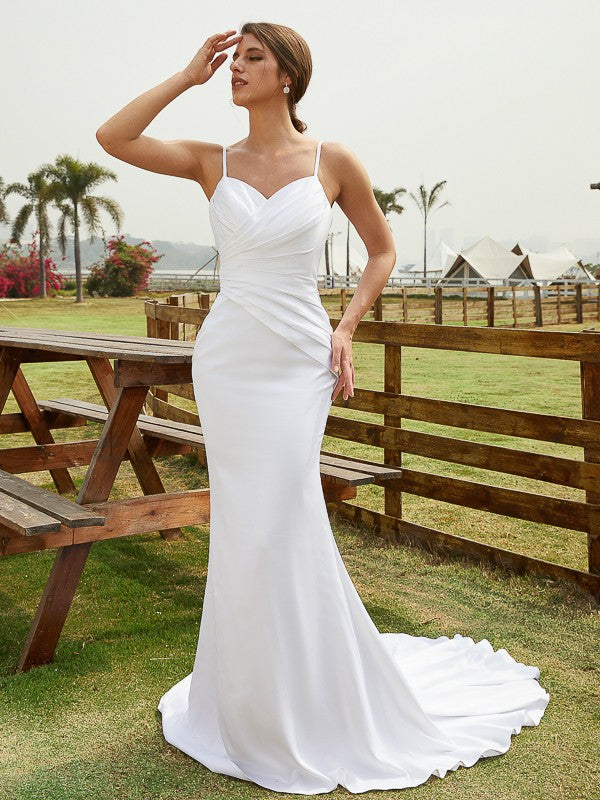 Sheath V-Neck Sleeveless Train Wedding Dress - Chloe Dress