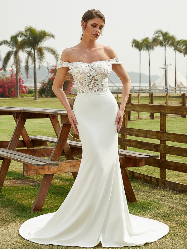 Sheath Lace Sleeveless Train Wedding Dress - Chloe Dress