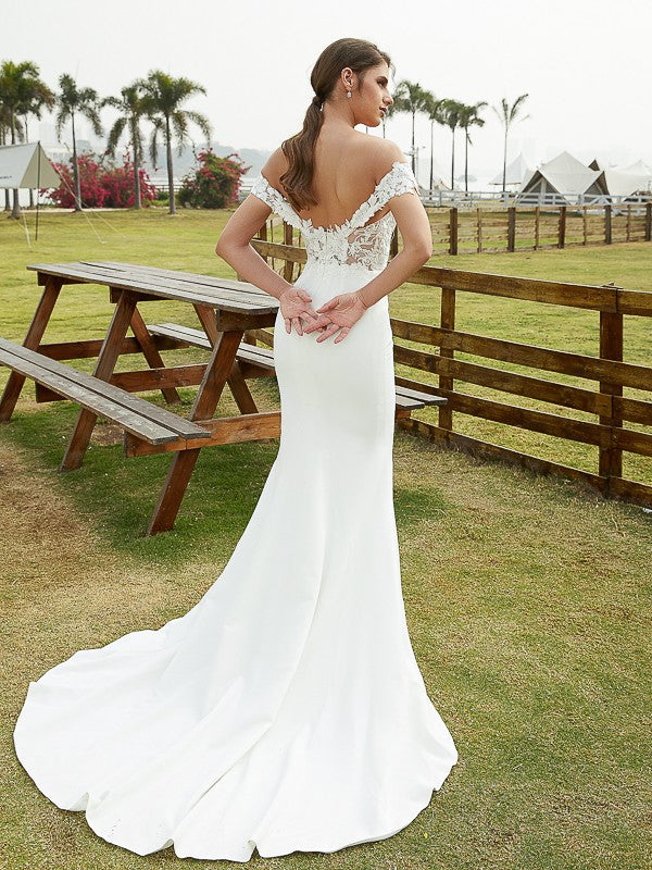 Sheath Lace Sleeveless Train Wedding Dress - Chloe Dress