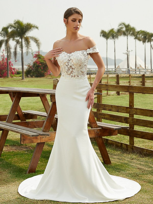Sheath Lace Sleeveless Train Wedding Dress - Chloe Dress