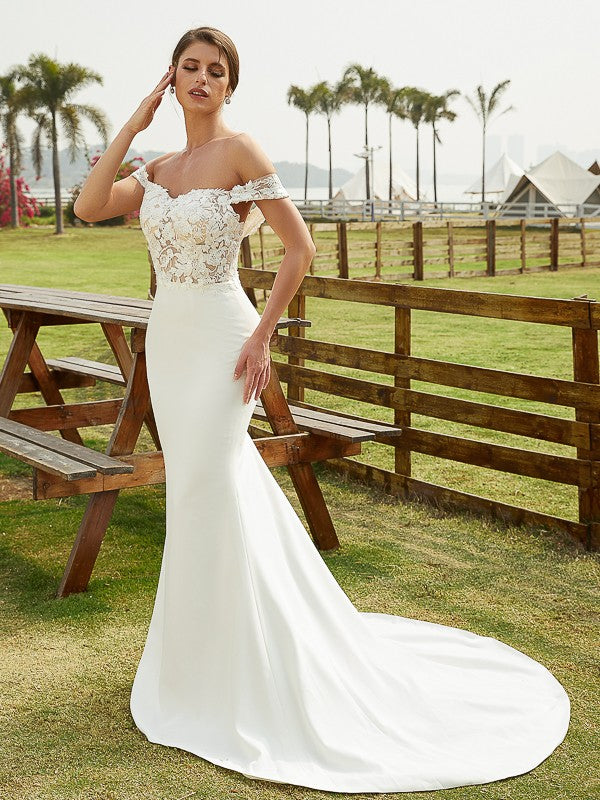 Sheath Lace Sleeveless Train Wedding Dress - Chloe Dress