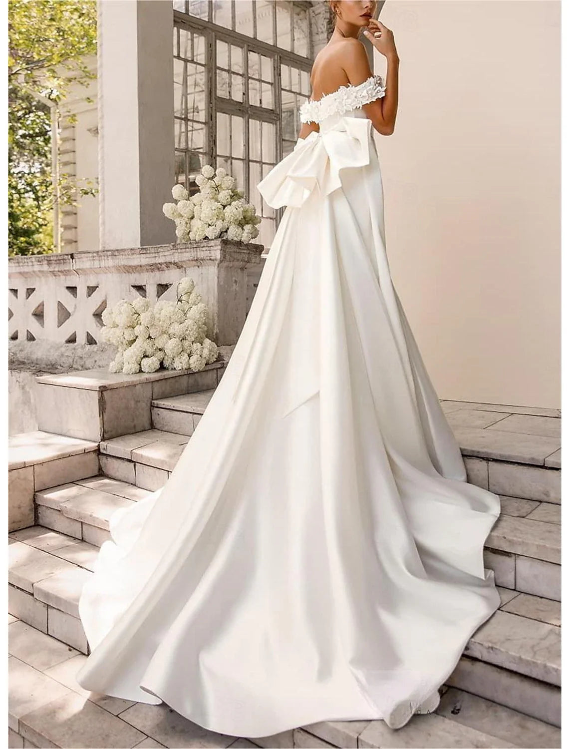 Square Neck Sleeveless Train Wedding Gown - Chloe Dress
