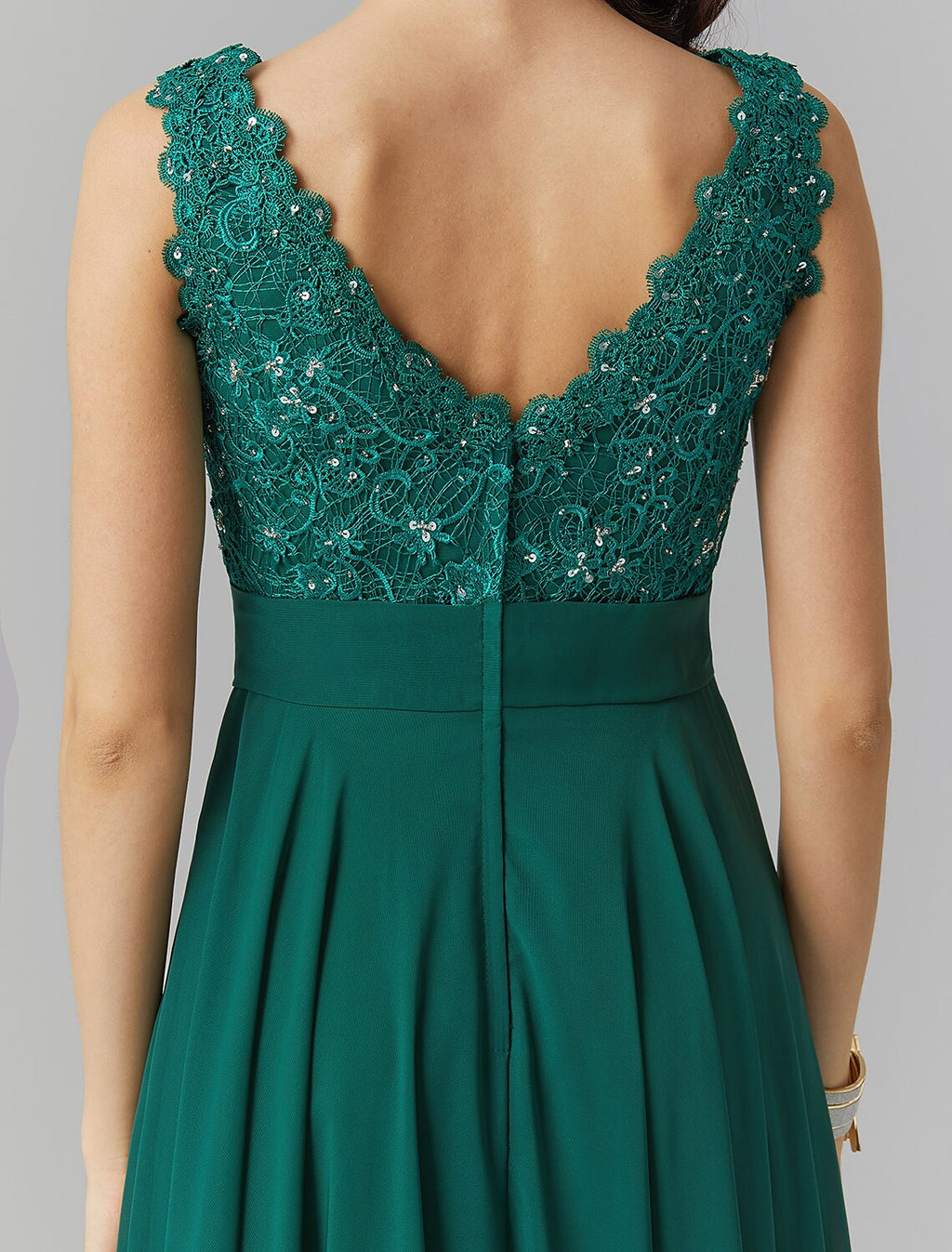 A-Line V-Neck Chiffon Sleeveless Floor-Length Evening Dress - Chloe Dress