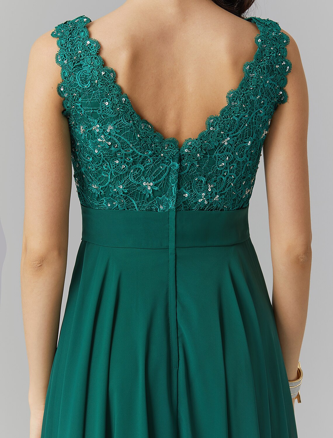 A-Line V-Neck Chiffon Sleeveless Floor-Length Evening Dress - Chloe Dress