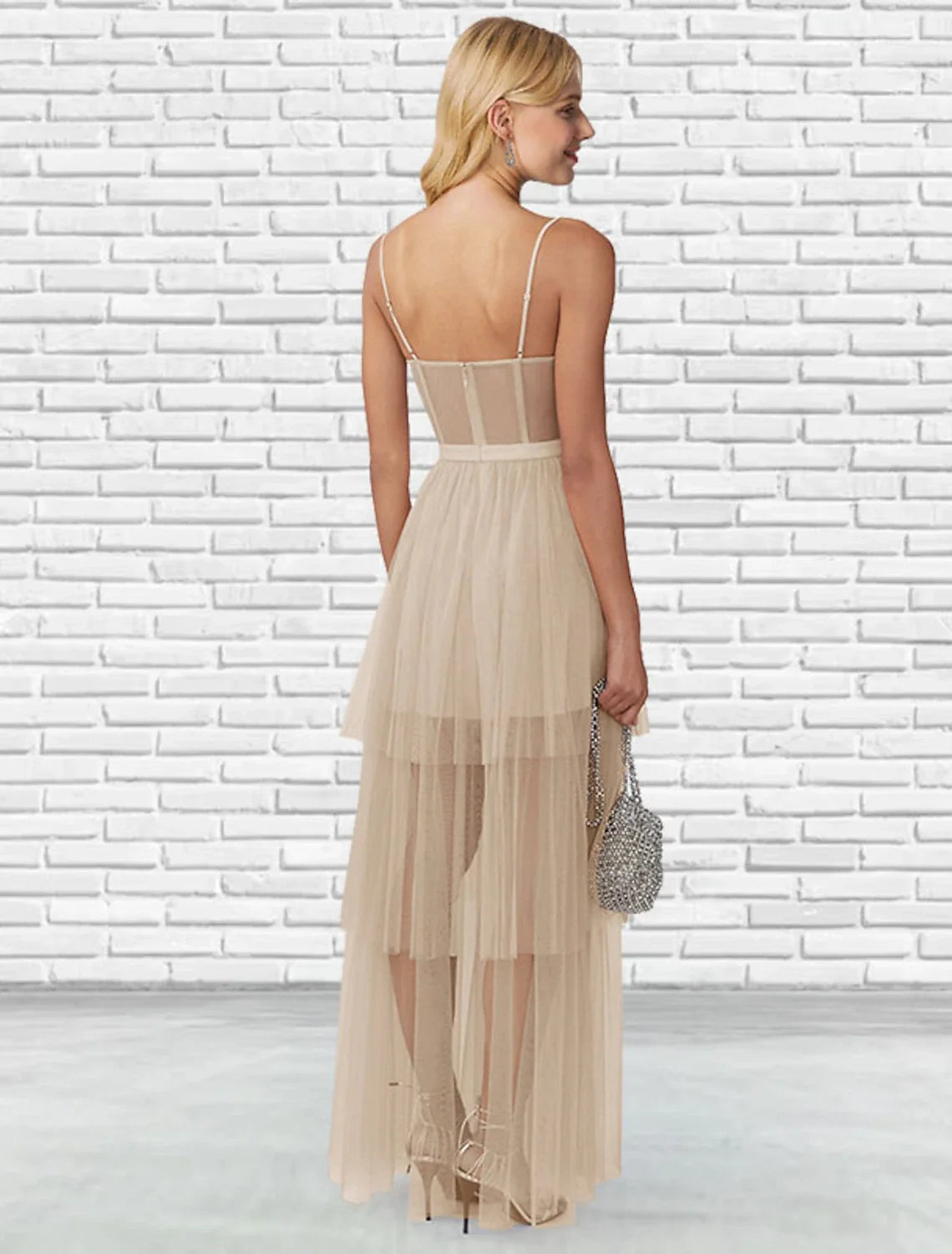 Ball Gown Sweetheart Tulle Sleeveless Backless Tiered Floor-Length Prom Gown - Chloe Dress