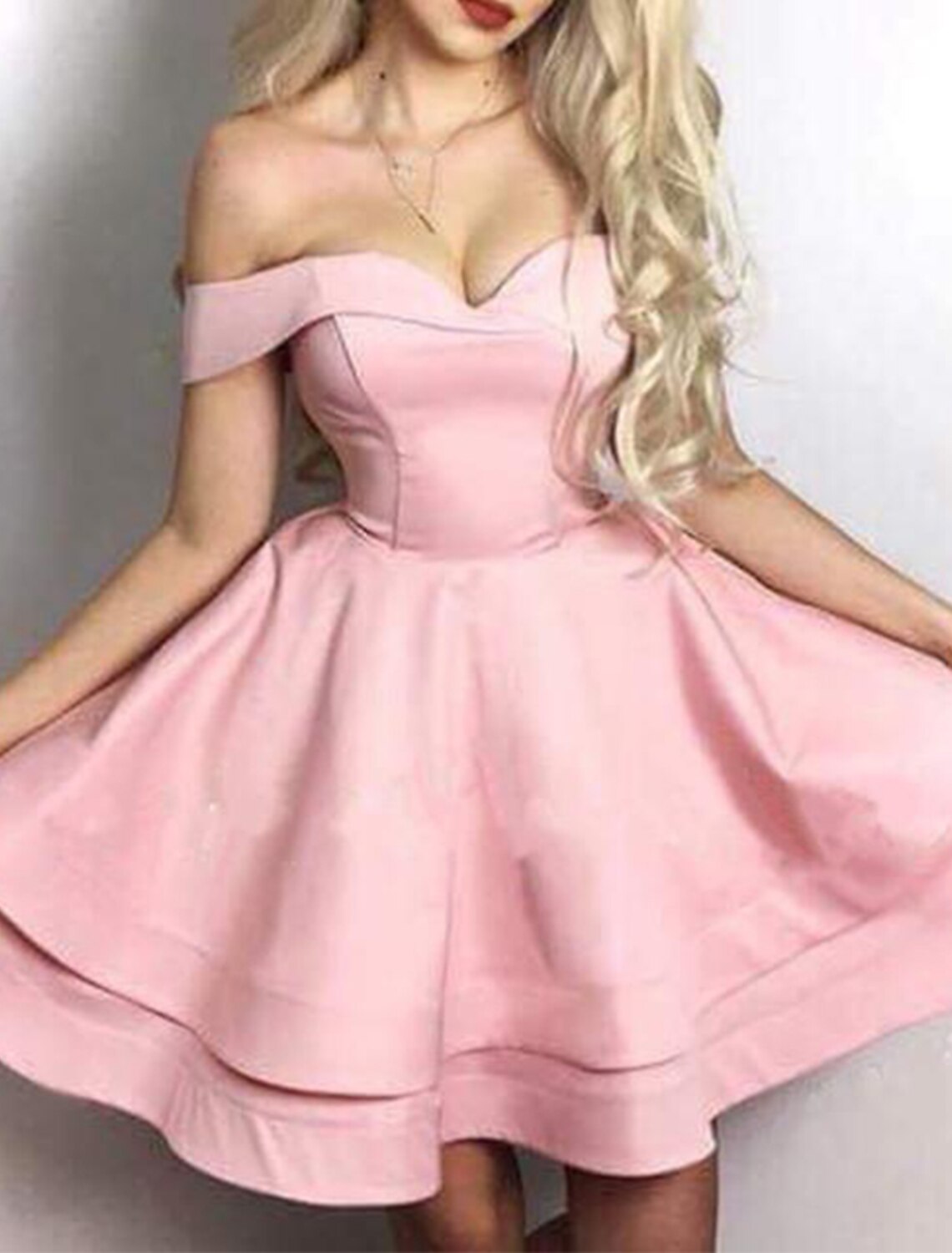 A-Line Off-Shoulder Satin Sleeveless Mini Cocktail Dress - Chloe Dress