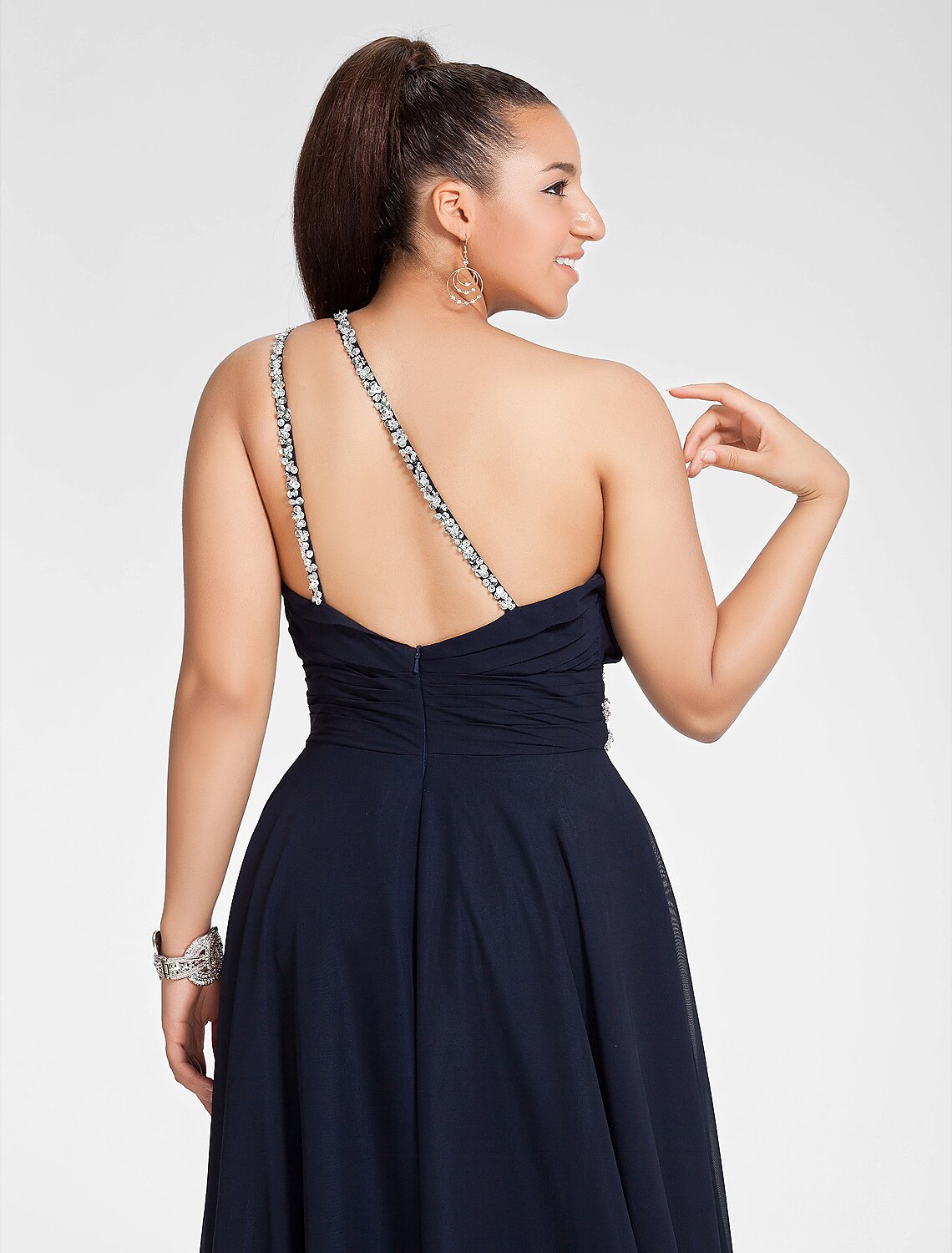 A-Line One-Shoulder Chiffon Sleeveless Train Prom Dress - Chloe Dress
