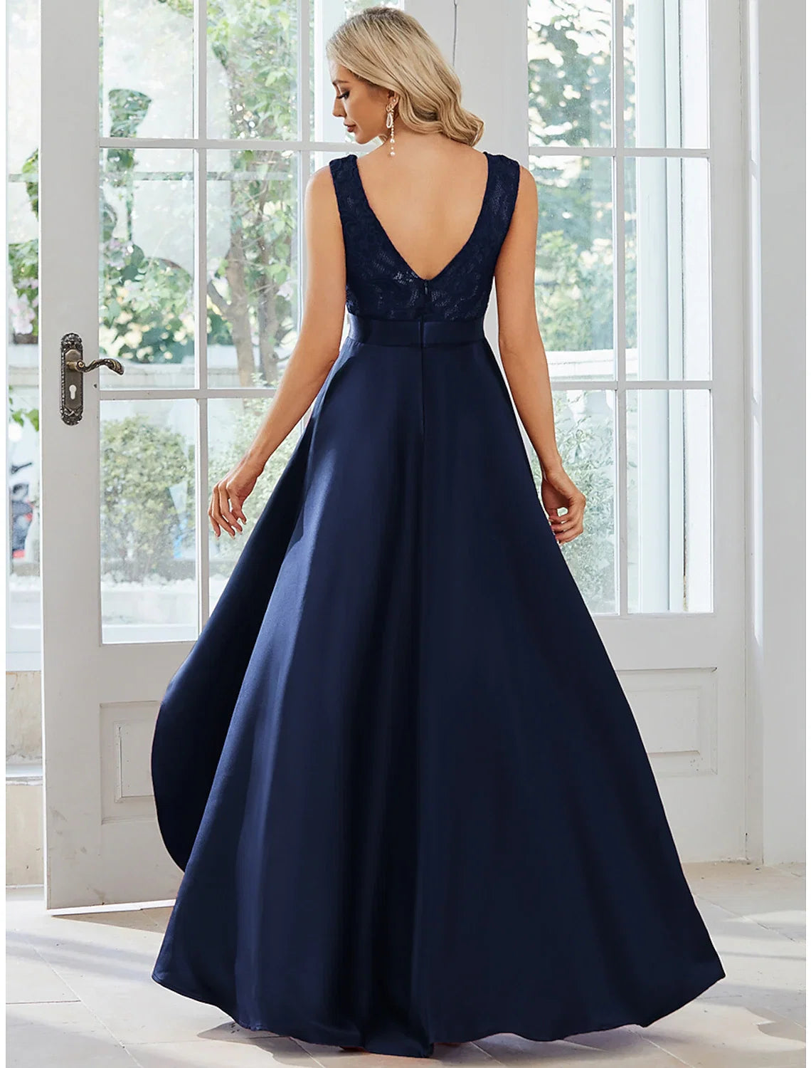 A-Line Satin Sleeveless Asymmetric Wedding Dress - Chloe Dress
