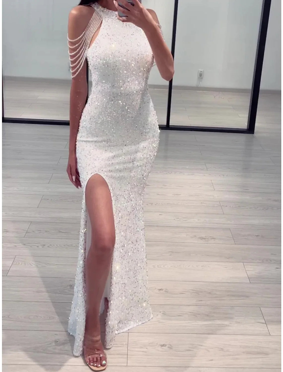 Sheath Sequin Sleeveless High Slit Floor-Length Evening Gown - Chloe Dress