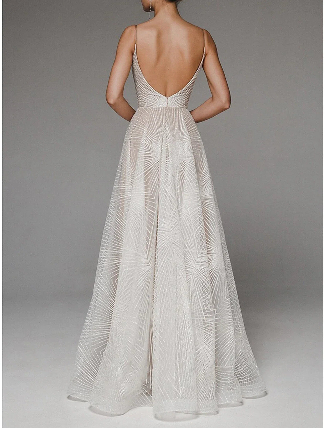 A-Line Spaghetti Strap Tulle Sleeveless Backless Floor-Length Prom Dress - Chloe Dress