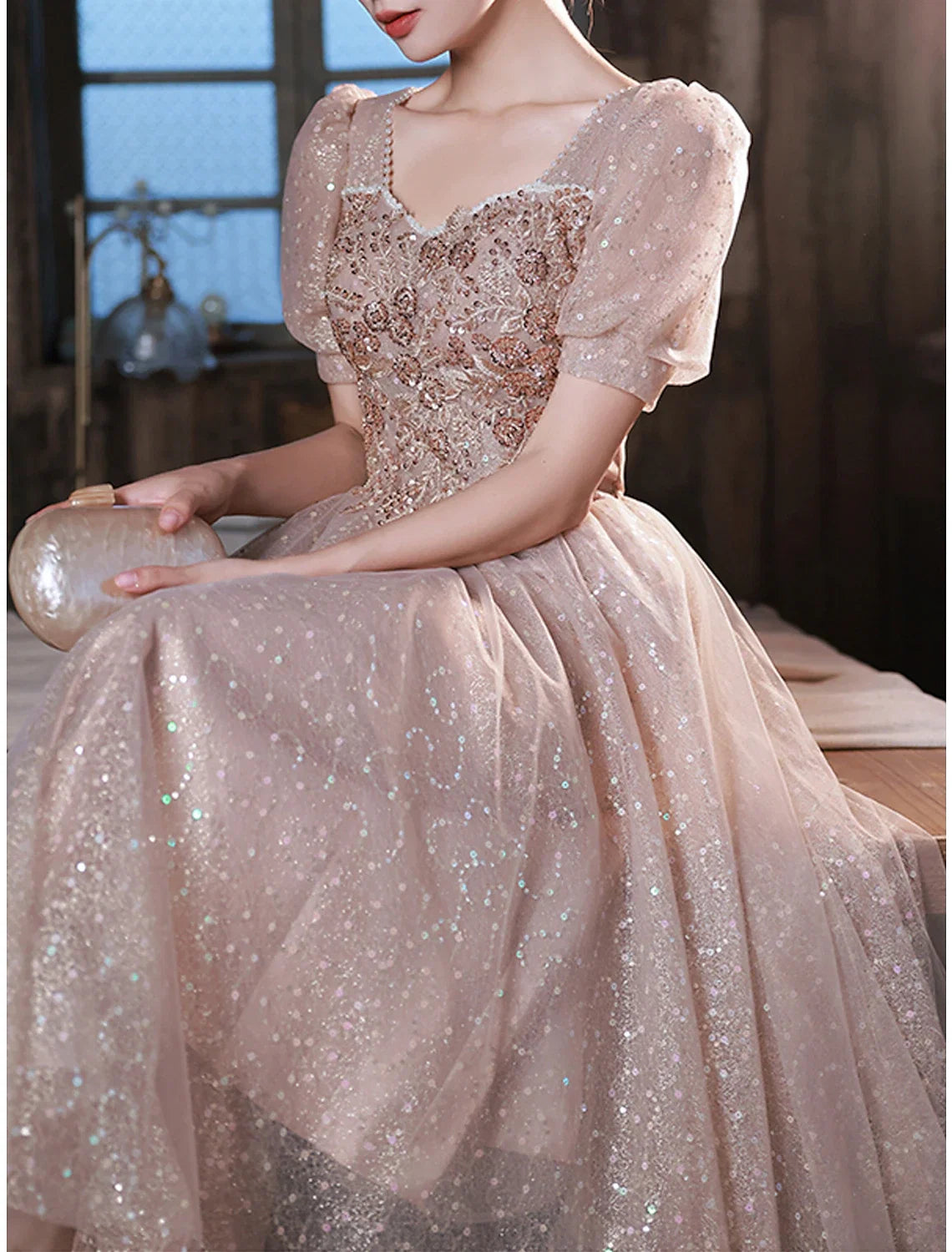 A-Line Sweetheart Satin Applique Ankle-Length Prom Dress - Chloe Dress