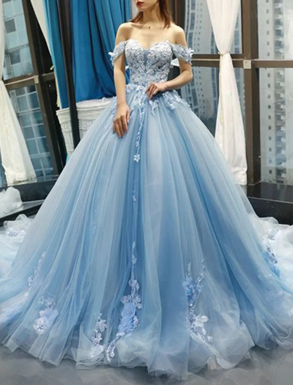Ball Gown Sweetheart Lace Short Sleeve Pleated Mini Prom Gown - Chloe Dress