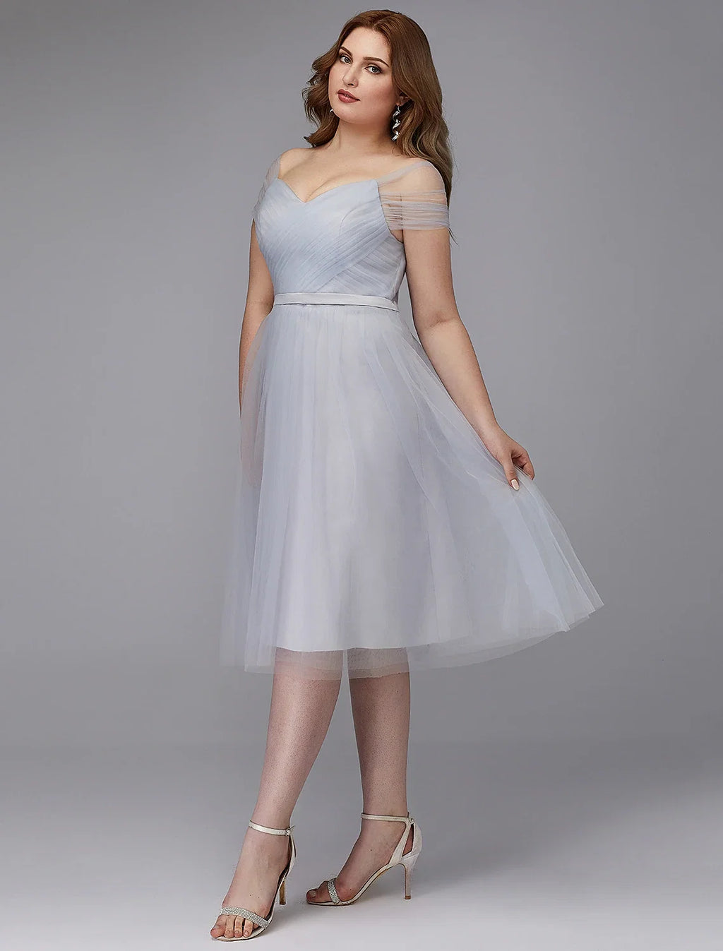 A-Line Off-Shoulder Tulle Short Sleeve Mini Wedding Dress - Chloe Dress
