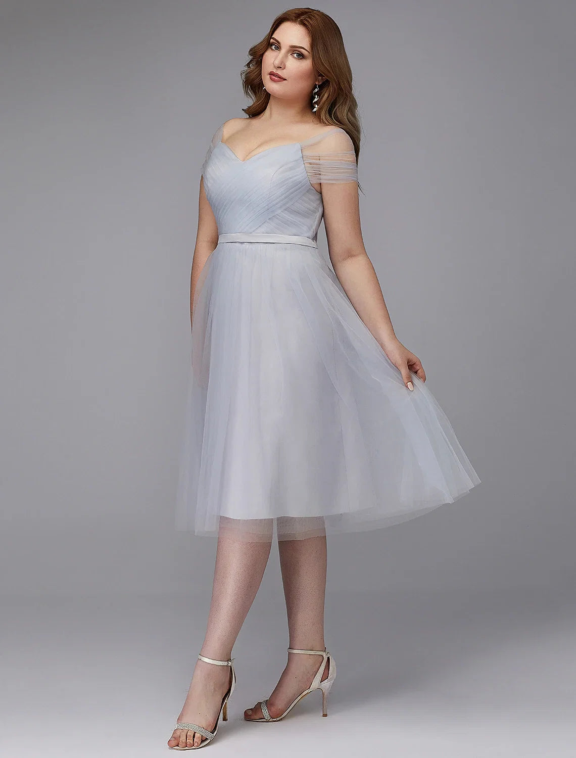 A-Line Off-Shoulder Tulle Short Sleeve Mini Wedding Dress - Chloe Dress