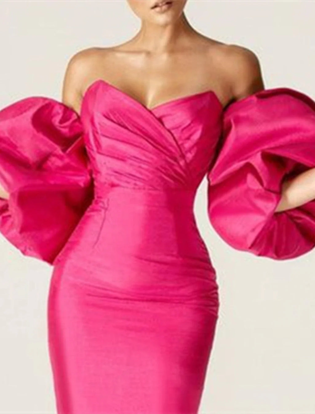 Sheath Off-Shoulder Satin Short Sleeve Mini Wedding Dress - Chloe Dress