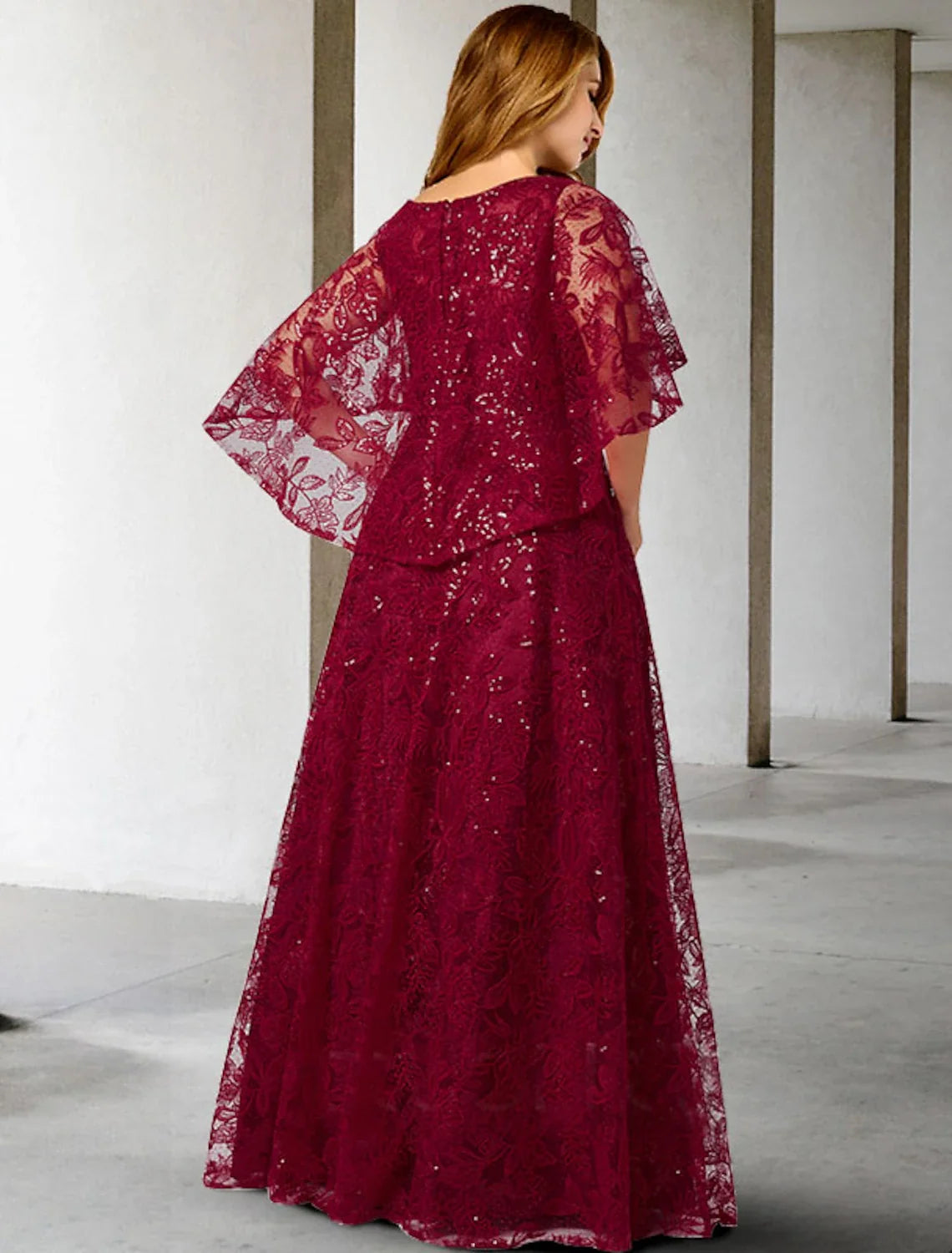 A-Line Lace Applique Floor-Length Dress - Chloe Dress