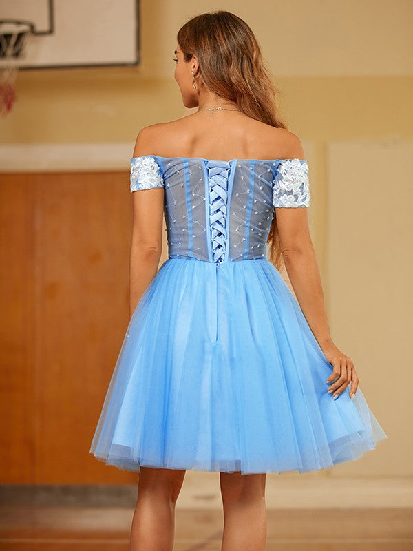 A-Line Tulle Short Sleeve Mini Dress - Chloe Dress