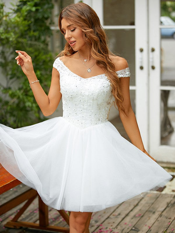 A-Line V-Neck Tulle Sleeveless Mini Dress - Chloe Dress