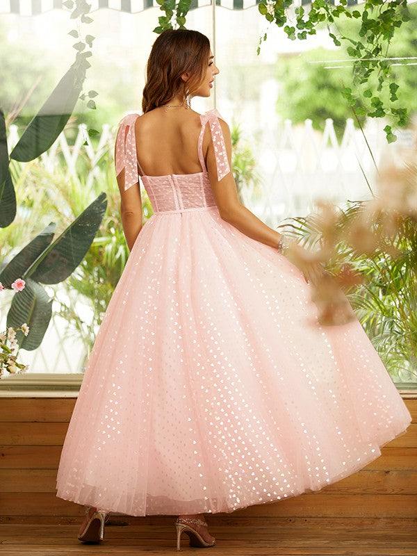 A-Line Spaghetti Strap Sleeveless Ruffled Ankle-Length Dress - Chloe Dress