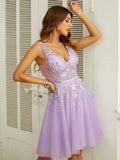 A-Line V-Neck Tulle Sleeveless Knee-Length Dress - Chloe Dress