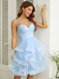 A-Line V-Neck Sleeveless Applique Knee-Length Dress - Chloe Dress