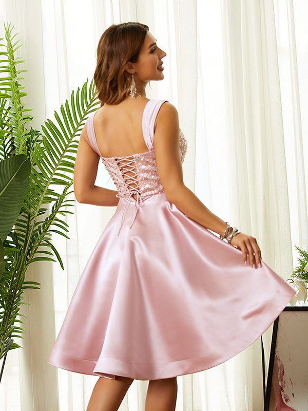A-Line Satin Sleeveless Knee-Length Dress - Chloe Dress