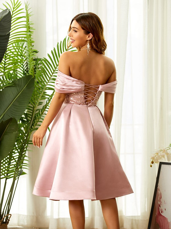 A-Line Satin Sleeveless Knee-Length Dress - Chloe Dress