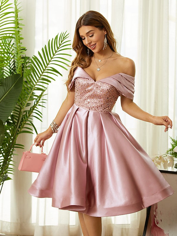 A-Line Satin Sleeveless Knee-Length Dress - Chloe Dress