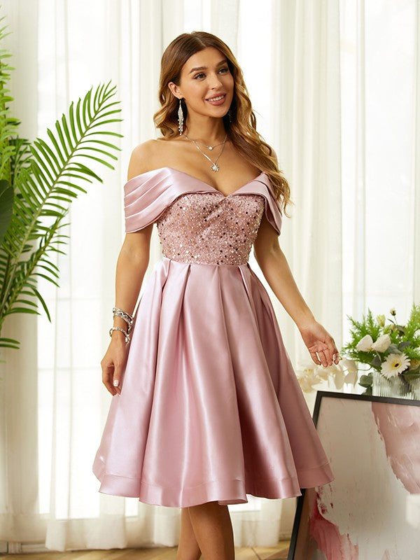 A-Line Satin Sleeveless Knee-Length Dress - Chloe Dress